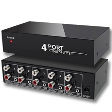 3.5mm Aux  RCA L/R Audio Splitter 1 in 4 Out Stereo Analog Audio Distributor...