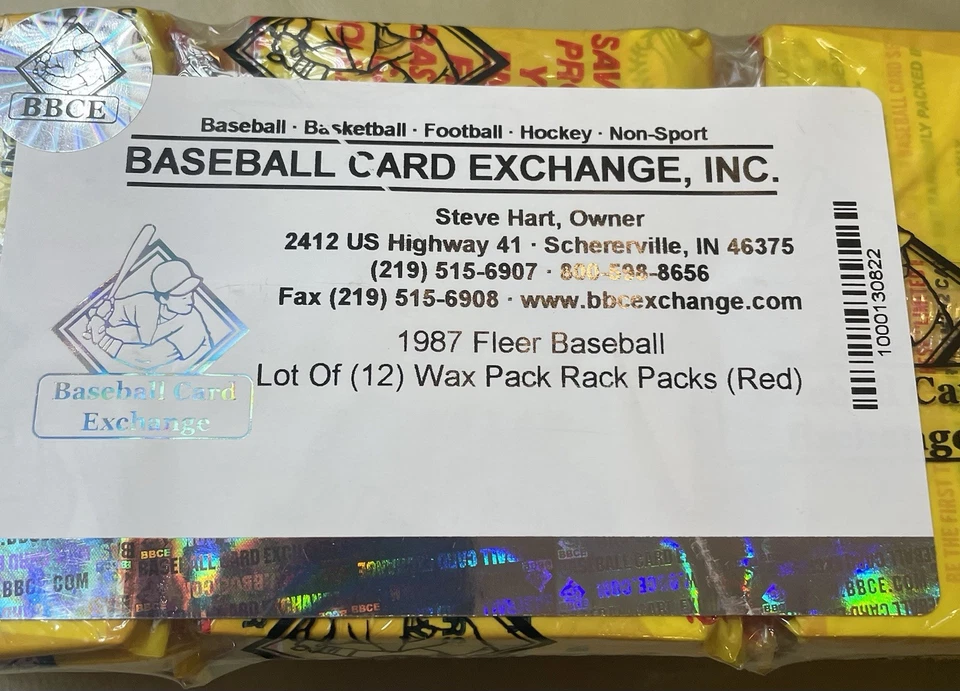 Lote de paquete de porta tarjetas de béisbol Fleer 1987 - 12 paquetes = caja de cera autenticada por la BBCE Foto 4 de 4