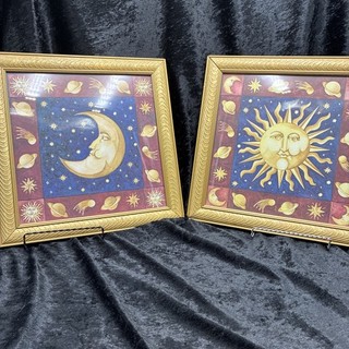 VTG Celestial Moon & Sun Mary Beth Zeitz Framed Prints 90’s Y2K Astrology 14.5”