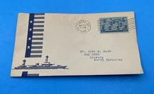 WWII Forest City patriotic cover warship cachet, 3¢ Navy 935, 1946 Baltimore MD