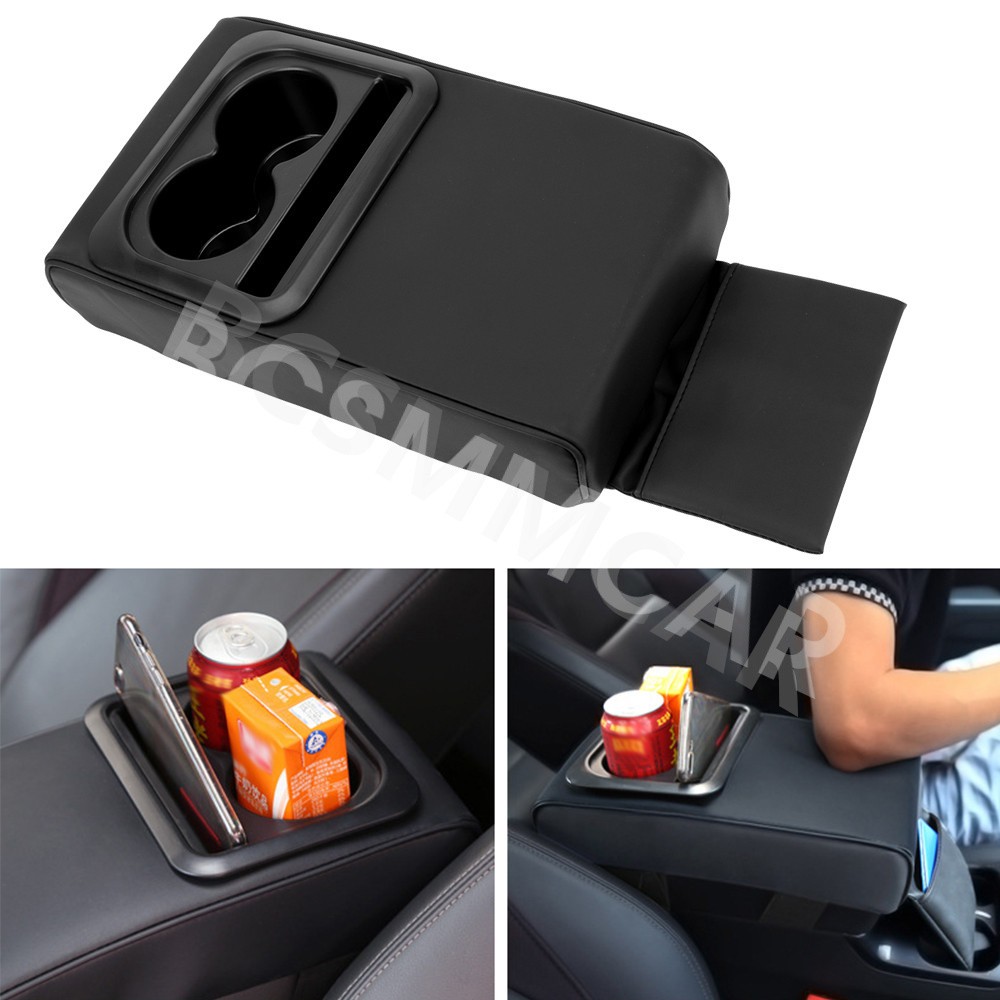 Car Armrest Pad Cover Storage Box PU Leather Cushion Elbow Support Arm Rest Mat