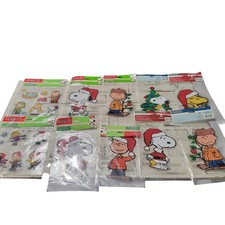 10 Peanuts Christmas Holiday Window Clings Snoopy Charlie Brown Mostly 7.5" 