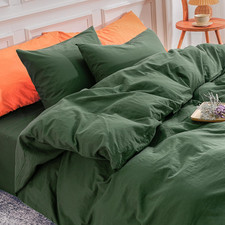 Duvet Cover Set 100 Washed Cotton, Natural Linen Feel 3 Pieces Bedding Set with