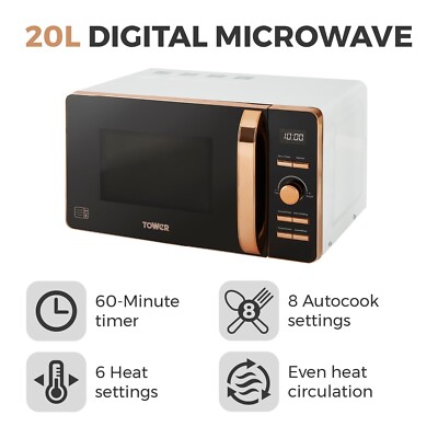 Tower T24021W Rose Gold Digital 20L 800W Solo Microwav for sale  