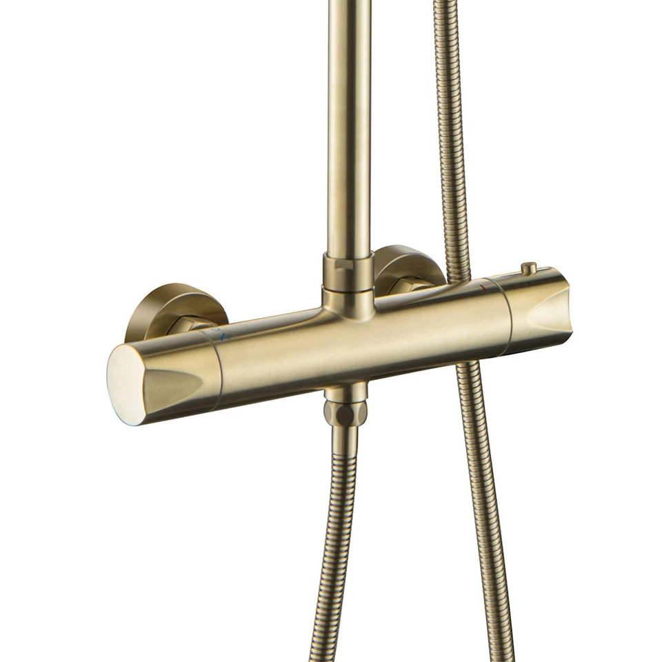 Duschsystem Gold gebürstet rund Regendusche Komplettdusche Set Handbrause - Bild 3 von 4