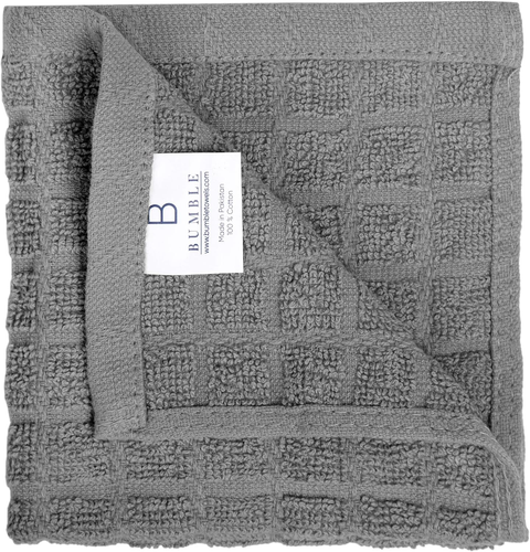 Paños de cocina de algodón premium Bumble (12" X 12") diseño a cuadros grises | altamente absorbentes - Imagen 3 de 8