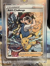 Custom Pokemon Ash Kechum Anima Waifu Doujin  ACG DIY Trainer Full Art Card Holo