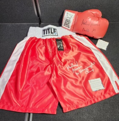 MICHAEL MOORER AUTH Autographed EVERLAST Boxing Glove & signed TRUNKS SCHWARTZ!
