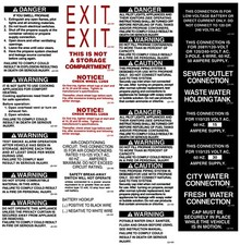 1 Rv Trailer Camper Motor Home Warning Caution Decal Sticker Sheet -938-2