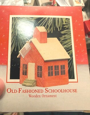 1988 Hallmark Keepsake Old Fashioned Schoolhouse Wooden Ornament NIB NEW IN BOX 