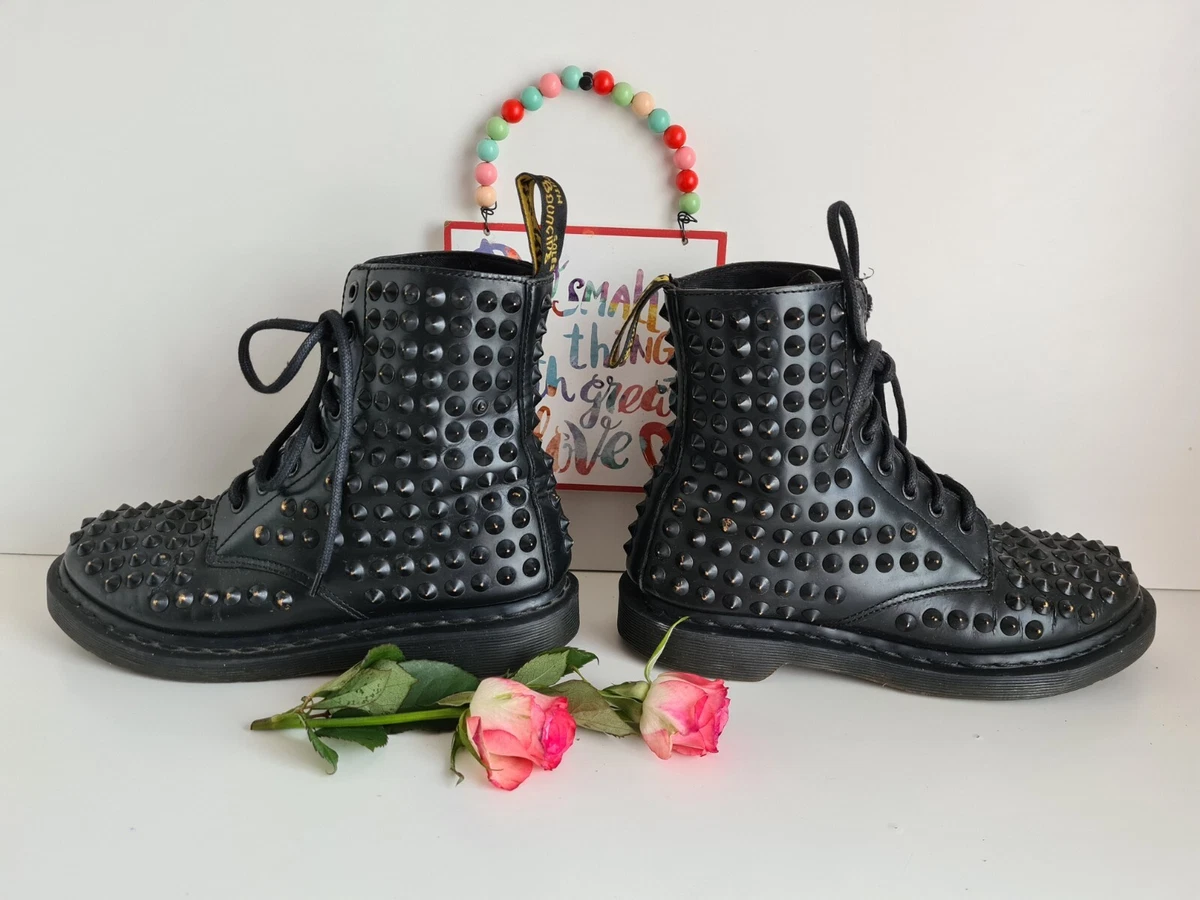 Dr Doc Martens Spike Chrome Studded metal black 1460 8 eye boots UK 6 EU 39 US 8
