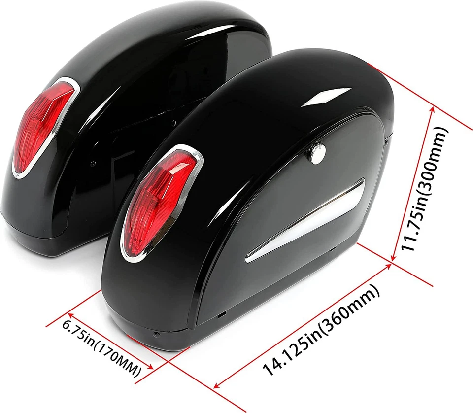 Black Universal Motorcycle Saddle Bag Saddlebags Trunk For Honda Harley Yamaha - Image 2 of 4