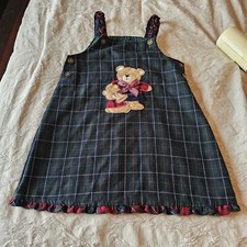 Baby Togs Vintage Little Girls Plaid Green Red Christmas Dress Size 4 Bears