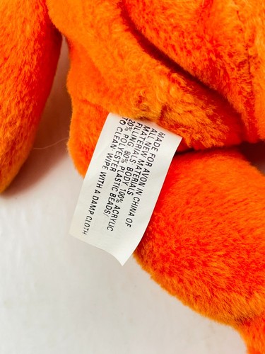 Vintage Avon Full O' Beans Orange Plush Bear Benard December 21 8"T Plush - Picture 5 of 7