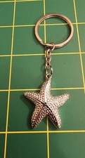 Silvertone Starfish Metal Keychain