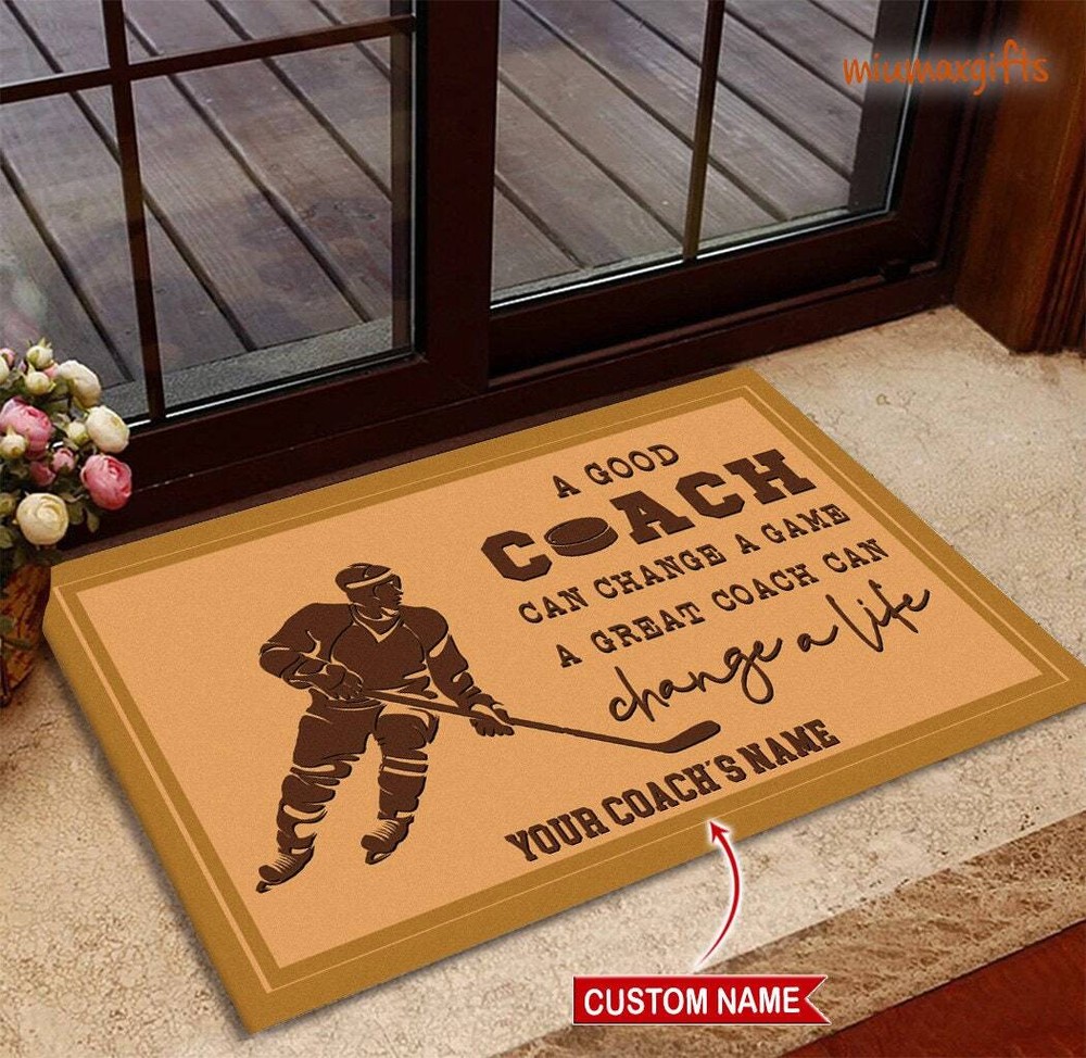 Gift For Hockey Coach Doormat, Hockey Doormat, Hockey Rug, Hockey Mat, Gift For