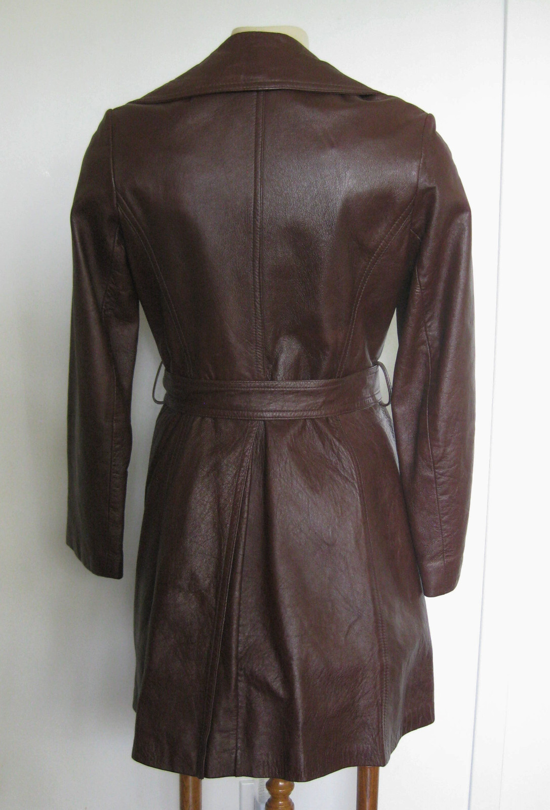 1960s Wilson Leather Trench Coat Women Brown Small Be… Gem