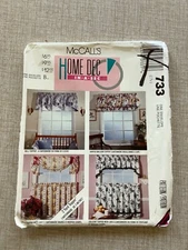 McCalls SEWING PATTERN 733 Home Decor WINDOW TOPPERS Window Treatments UNCUT