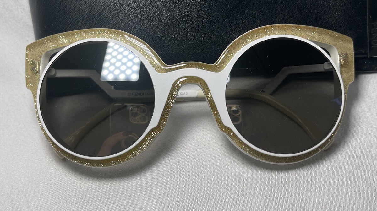 Fendi - FF 0137/S NU6SS White, and Shimmer Gold Sunglasses | eBay