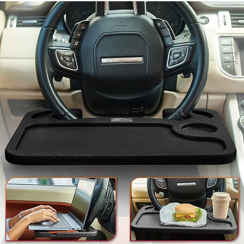 Car Steering Wheel Tray Eating Food Stand Laptop Table Mount Desk Black