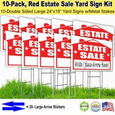 10 Pack 'ESTATE SALE' 18x24 Yard / Lawn Sign Kits