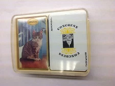 Vintage Double Deck Congress 606 Playing Cards Cat Horses In Plastic 1 New
