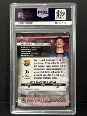 2022-23 Topps Stadium Club Chrome UCL Barcelona Gavi Gold Prism