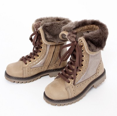 ZECCHINO D´ORO Budapester Winterstiefel/Boots Lammfell beige Gr
