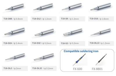 Punta De Soldador Hakko T18-C1 (1 Mm) - Forma Biselada Para Soldadura De Arrastre Y Estañado - Compatible Con Estaciones Hakko FX Y FR Series