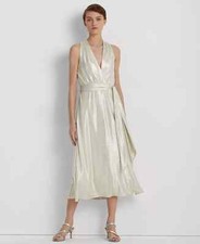 Lauren Ralph Lauren L14303 Women's Metallic Jersey Halter Cocktail Dress Size 4