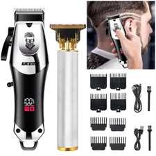 Professional Hair Clipper for Men, 2-piece Set, Hair Clipper Shaver Set Silver
