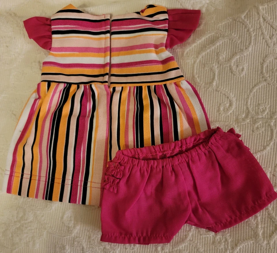 全新 适合 American Girl Bitty Baby Doll 2 件 条纹 红色 连衣裙 质量 Sophia 出品 — 第 2/2 张图片