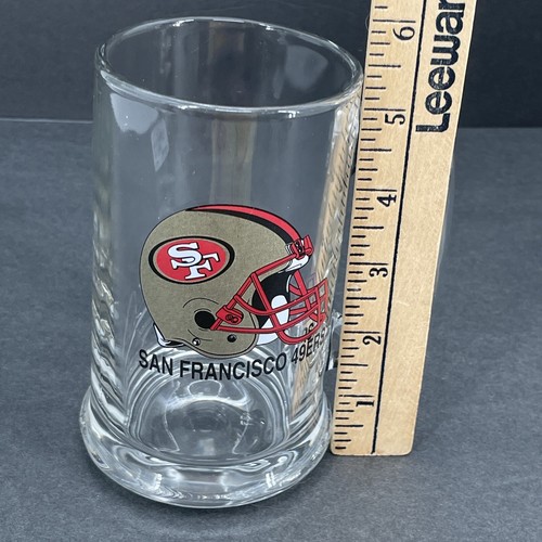 NFL San Francisco 49ers Heavy Glass Beer Mug Logo Helmet Clear 12 oz Handle 5.5" - Picture 9 of 10
