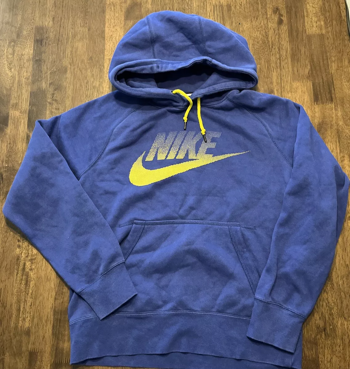Retro Nike 00’s Center Swoosh Logo Pullover Hoodie Sweatshirt Blue • Small