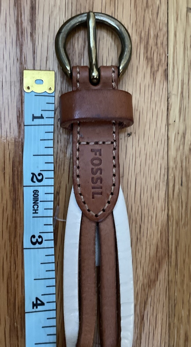 Fossil Womens Braided Leather Belt Two Tone Brown Beige Size  display picture 1