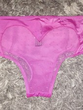 Vs heart cut out flocked back cheeky Panty BRAND NEW SIZE medium hot pink