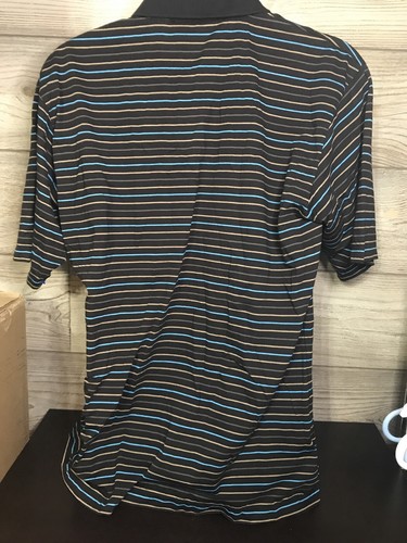 LD Sport Collection Stripped XL Polo Shirt Black With Blue, Tan, And Gray Stripe - Picture 5 of 6
