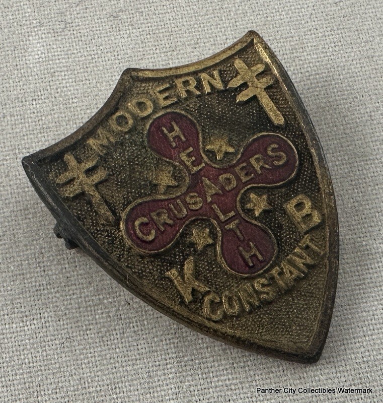 Rare Antique Tuberculosis Society Pin Knight Banneret Modern Health Crusader-image