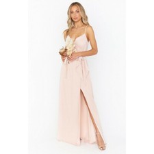 NEW Show me your MUMU Dress, Dusty Blush Crisp, Liz Maxi Dress XL, Wrap Dress