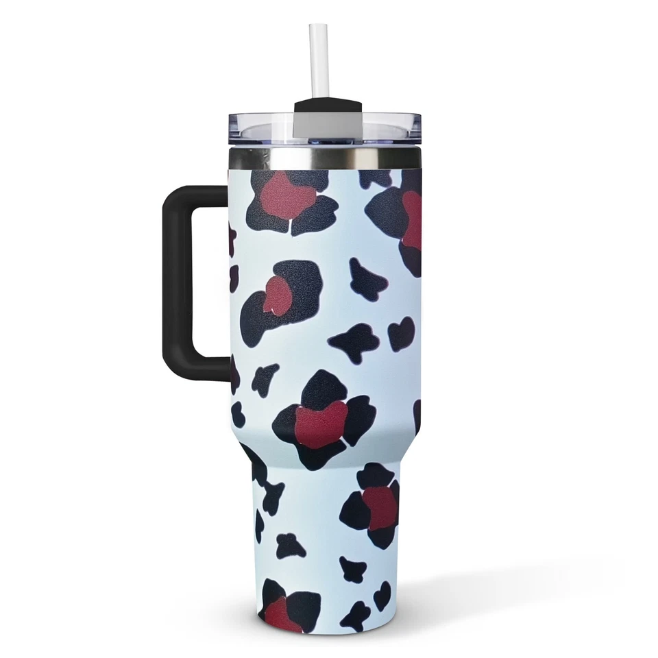 40oz Stainless Steel Tumbler With Handle & Straw Insulated Travel Mug Coffee Cup - Image 2 of 4