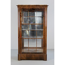 Grande antica vetrina espositore in legno massello fondo a specchio in RADICA