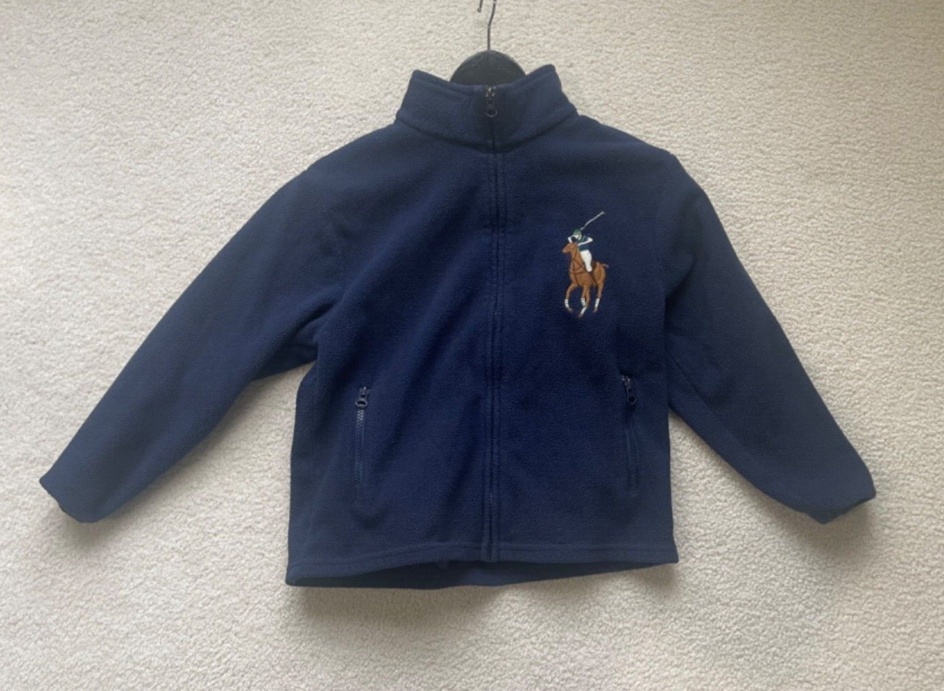 Polo Ralph Lauren ragazzo grande pony cerniera pile blu navy taglia S 8 10