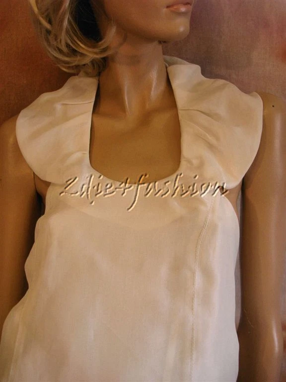OFF WHITE $2900 Nuovo MARC JACOBS Off White Silk Tunica Halter Nero Pizzo Top Mini Abito 6