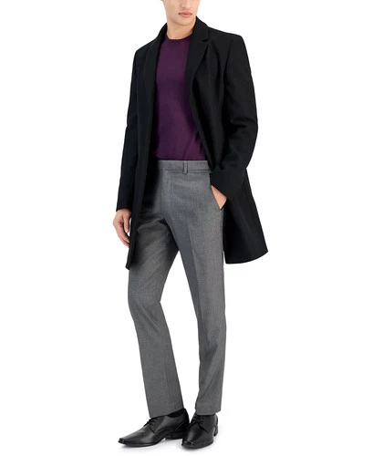HUGO by Hugo Boss Men's Slim-fit Wool Classic Black Overcoat video thumbnail