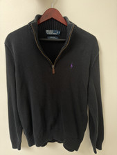 Polo Ralph Lauren Men's Black Cotton Quarter-Zip Sweater Size Medium