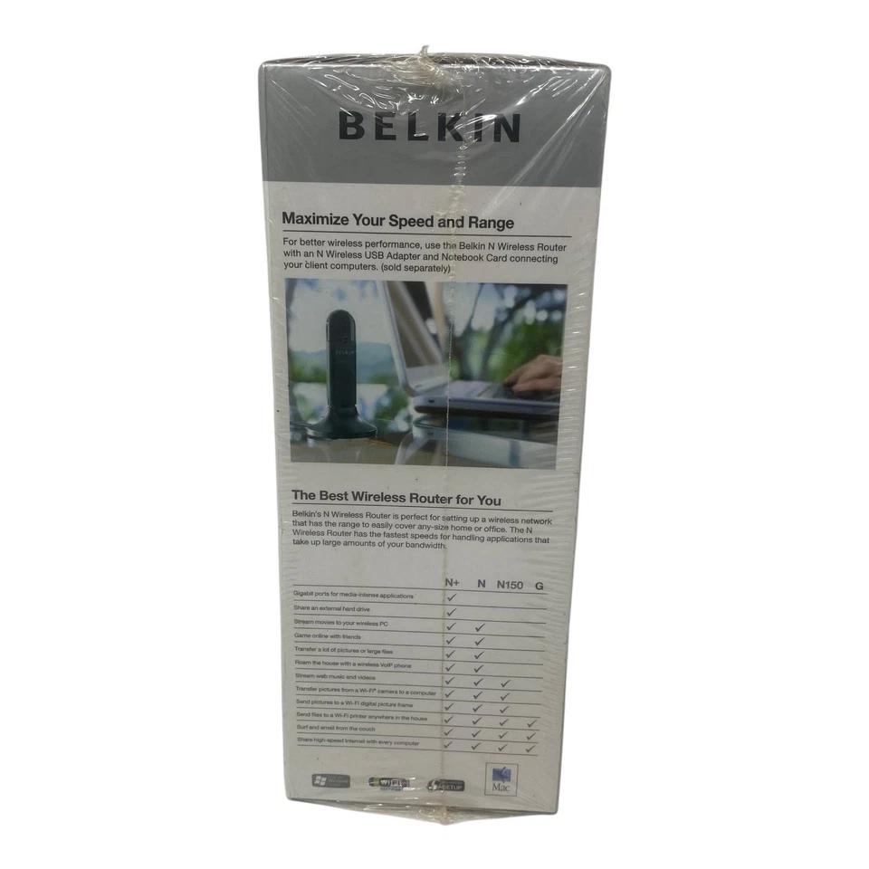 Belkin N Wireless Router IEEE 802.11 b/g/n 300Mps 4 LAN Ports NEW - Image 3 of 4