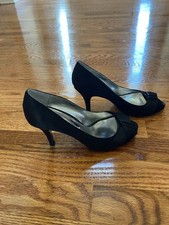 NINA Culver Satin Mid Heel Peep Toe Pump 7.5