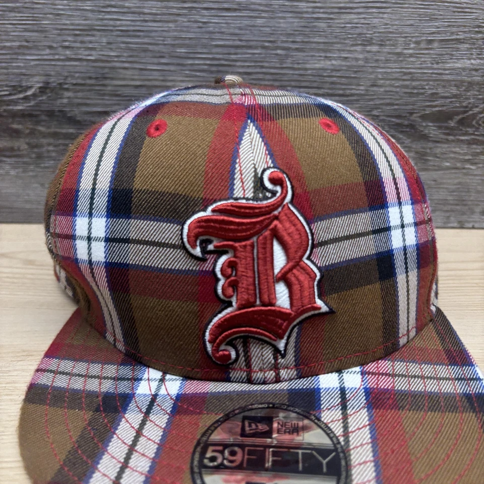 Кепка с логотипом New Era B мужская облегающая 7 1/2 красно-коричневая клетчатая бейсбольная с плоским козырьком - Изображение 2 из 4