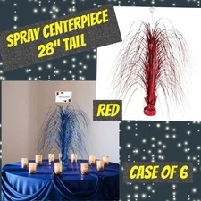 Large RED Centerpiece Spray W Place Card Holder, Party Decor Case X6 Foil Decor