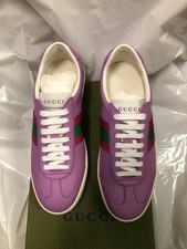 Gucci Sneaker low lila Streifen grün/rot Schnürer weiß Herren EU 38,5